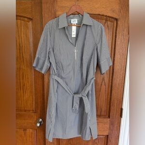 Akris Punto Black and White Striped Shirt Dress